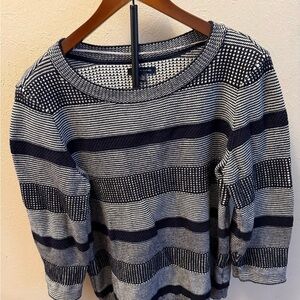 Tommy Hilfiger Navy and White Patterned Sweater